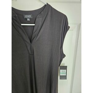 Jones New York Sleeveless Dress V-Neck Casual Shift Career Black Size 8